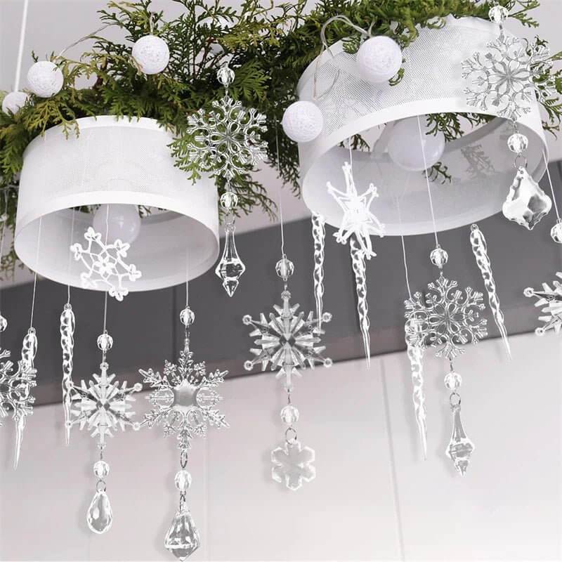 Acrylic Ice Strip Ornaments | 10Pcs Acrylic Ice Strip Snow Ornaments - Stunning Holiday Ceiling Decor for Your Christmas Tree - Cosrac