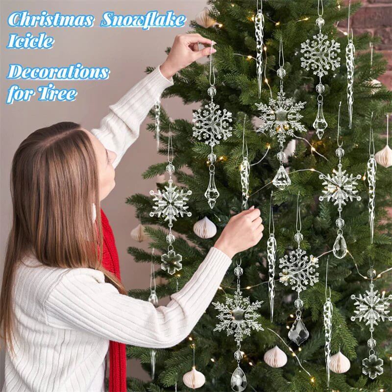 Acrylic Ice Strip Ornaments | 10Pcs Acrylic Ice Strip Snow Ornaments - Stunning Holiday Ceiling Decor for Your Christmas Tree - Cosrac