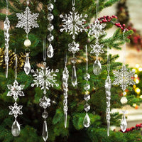Acrylic Ice Strip Ornaments | 10Pcs Acrylic Ice Strip Snow Ornaments - Stunning Holiday Ceiling Decor for Your Christmas Tree - Cosrac