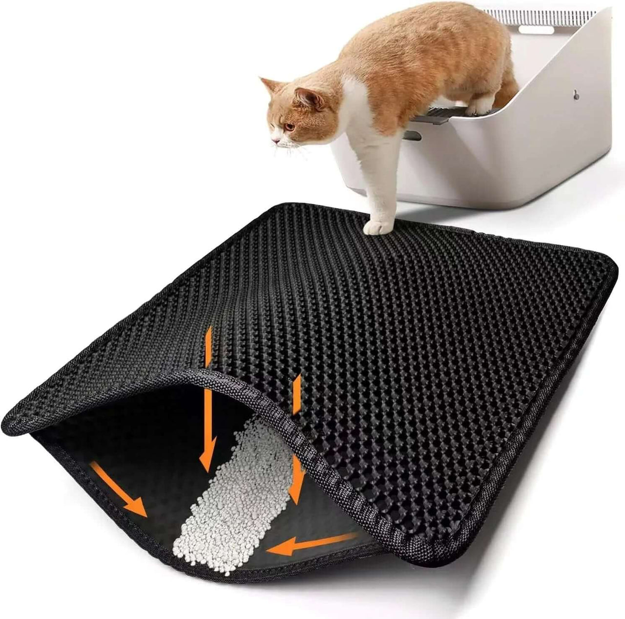 Ultimate Cat Litter Trapping Mat | Cat Litter litter trapping mat | Non-slip cat litter mat | Waterproof litter catcher | Double-layer cat mat | Easy clean litter mat | Pet litter control mat | Durable EVA cat mat | Anti-tracking litter mat | Large cat litter pad | Soft cat paw-friendly matr Trapping Mat - Cosrac