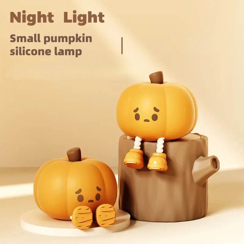 Pumpkin night light | Dimmable bedside lamp | Halloween décor light | Cozy bedroom night lamp | Autumn pumpkin light | USB rechargeable lamp | Soft warm glow light | Portable pumpkin lamp | Cute bedside décor | Fall home decoration