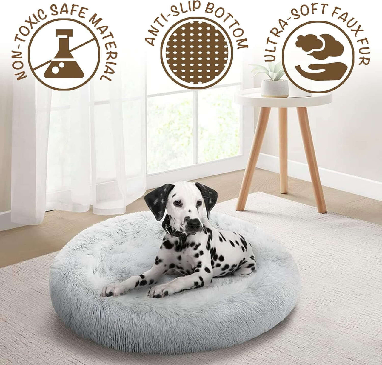 Cozy Donut Dog Bed | Donut dog bed | Cozy pet bed | Anti-anxiety dog bed | Plush dog cushion | Comfortable dog bed | Small dog bed | Medium dog bed | Large dog bed | Pet sleep bed | Soft dog bed