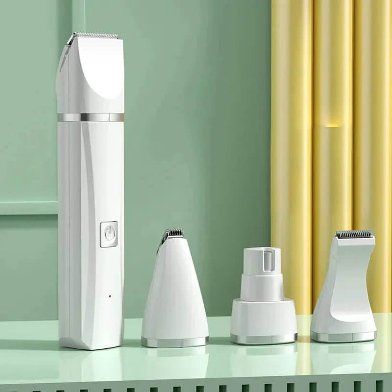 Electric pet grooming kit | 4 in 1 pet hair trimmer | Dog and cat grooming clippers | Rechargeable pet hair trimmer | Low-noise pet grooming tool | Professional pet clipper set | Portable pet grooming kit | Safe and easy pet trimmer | All-in-one grooming tool for pets | Cordless pet grooming clippers