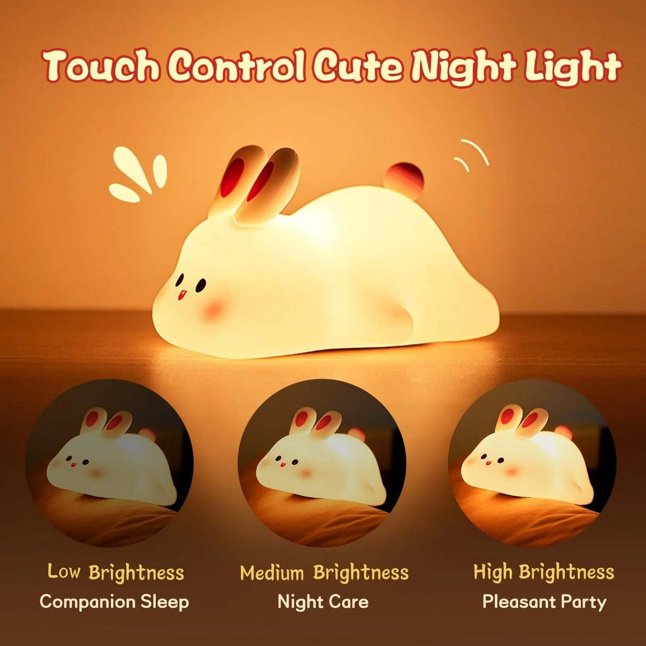 Cute LED Bunny Lamp | Rabbit night light | Touch sensor lamp | Cute LED bedside light | Kids bedroom décor | Rechargeable night lamp | Bunny night light | Soft warm glow lamp | Nursery table light | Portable touch lamp | Adorable bunny décor