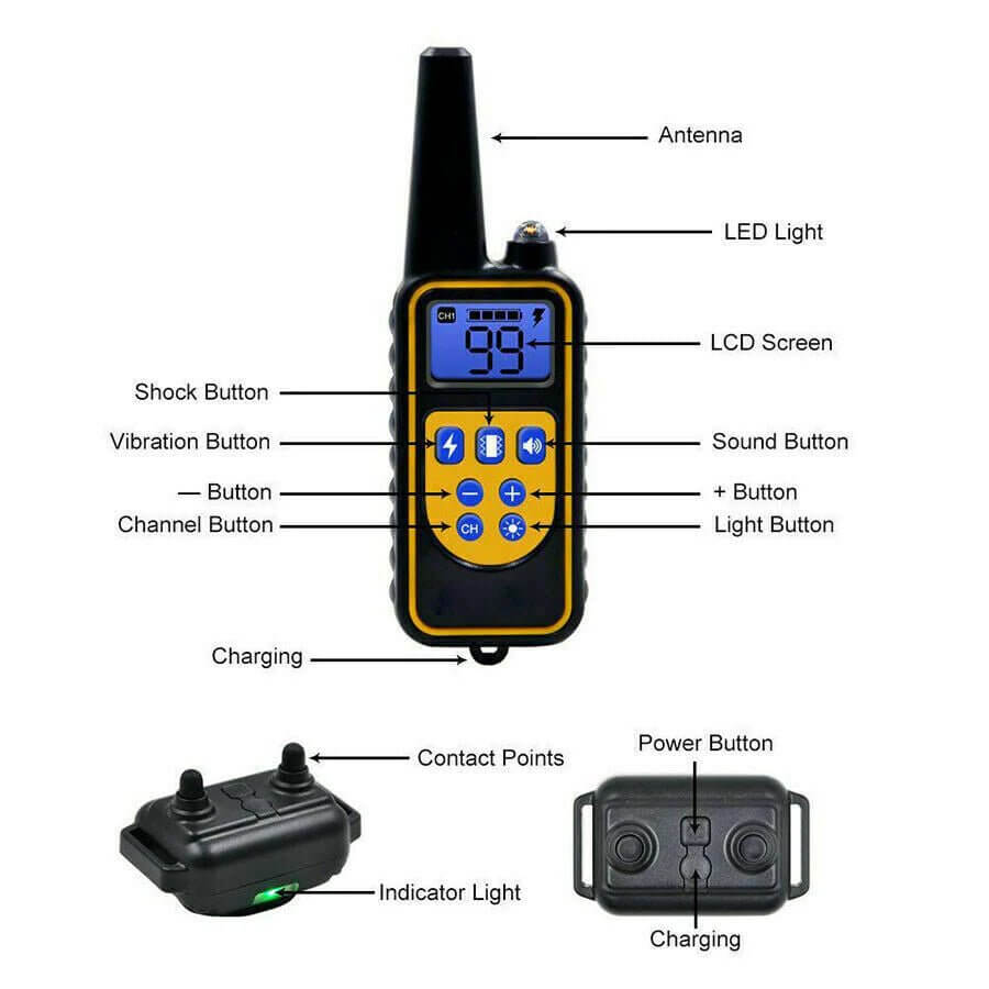Waterproof Dog Shock Trainer | Waterproof dog training collar | Remote dog shock trainer | Rechargeable pet training collar | Dog obedience training device | Long-range dog trainer | Adjustable electric dog collar | Anti-bark training collar | Safe vibration dog trainer | Professional dog training tool | Pet behavior correction collar