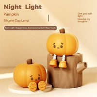 Pumpkin night light | Dimmable bedside lamp | Halloween décor light | Cozy bedroom night lamp | Autumn pumpkin light | USB rechargeable lamp | Soft warm glow light | Portable pumpkin lamp | Cute bedside décor | Fall home decoration