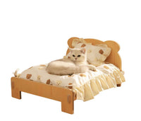 Cozy Teddy Bear Wooden Cat and Dog Bed | Teddy bear pet bed | Wooden cat bed | Cozy dog bed | Cute pet furniture | Small dog bed | Cat sleeping bed | Wooden pet cot | Soft cushion pet bed | Luxury cat bed | Adorable pet décor
