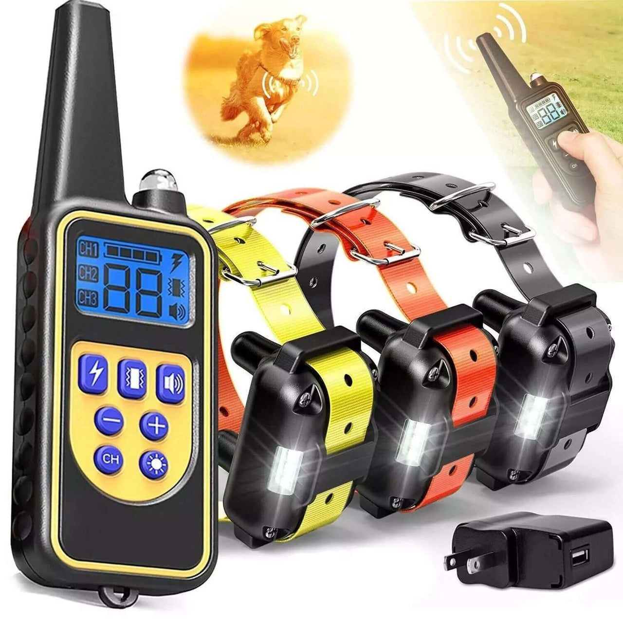 Waterproof Dog Shock Trainer | Waterproof dog training collar | Remote dog shock trainer | Rechargeable pet training collar | Dog obedience training device | Long-range dog trainer | Adjustable electric dog collar | Anti-bark training collar | Safe vibration dog trainer | Professional dog training tool | Pet behavior correction collar