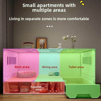 compact indoor cat house | Chic Cat Villa: Compact Indoor Cat House with Built - In Litter Box for Small Spaces - Cosrac