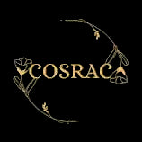 Cosraca logo with a decorative wreath on a black background