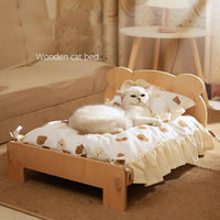Cozy Teddy Bear Wooden Cat and Dog Bed | Cozy Teddy Bear Wooden Cat and Dog Bed - Perfect Indoor Furniture for Small Pets (20x11 Inch) - Cosrac