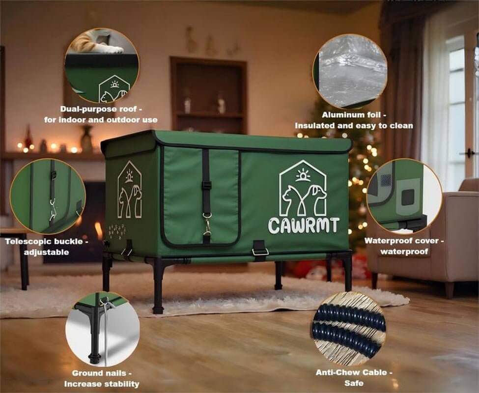 heated cat house | Deluxe Insulated Winter Heated Cat House - Waterproof Shelter with Adjustable Legs for Feral Cats and Kittens - Cosrac