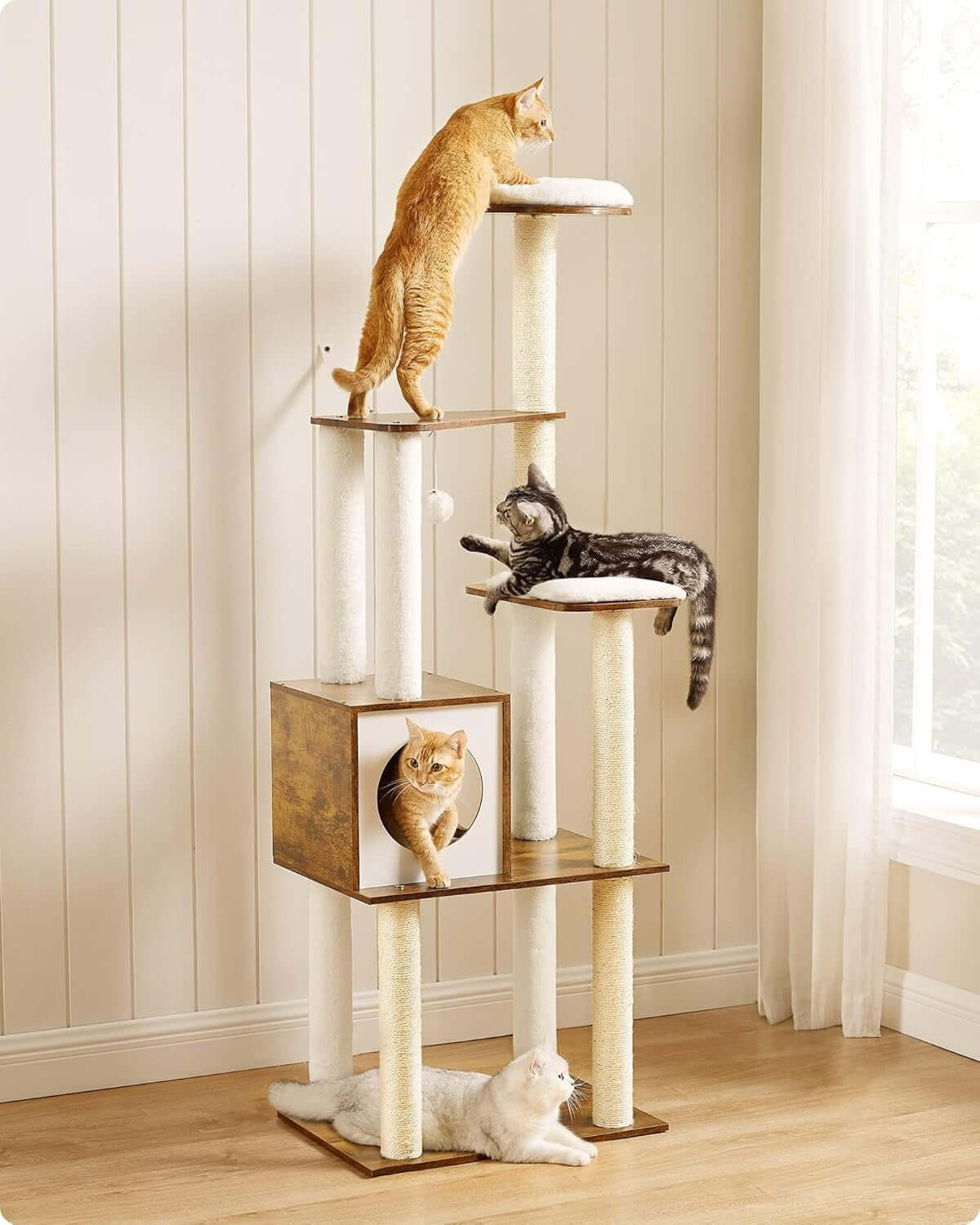 Deluxe Multi - Level Cat Tree – Sturdy, Stylish & Fun Indoor Playground - Cosrac