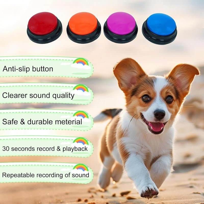pet communication buttons | Unlock Your Pet's Voice: 4 Recordable Talking Buttons for Easy Communication & Fun Training! - Cosrac